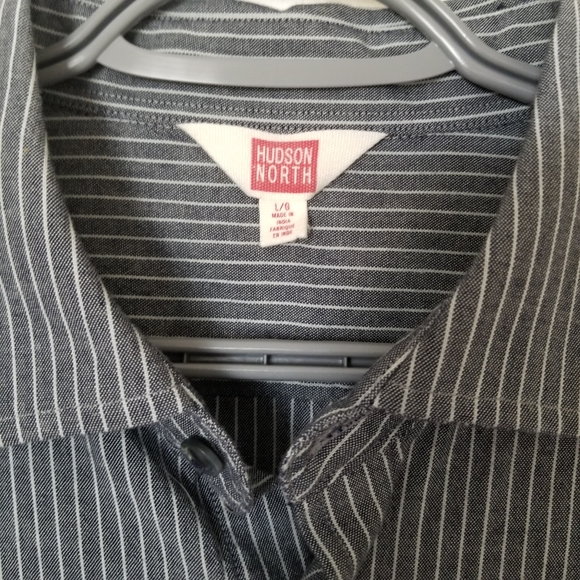 Hudson North Striped Button Down Shirt Large - Picture 2 of 7
